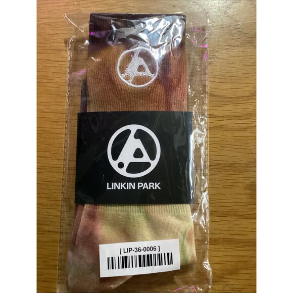 Linkin Park FZ Brown Tie Dye Embroidered Socks From Zero Album - Picture 2 of 4